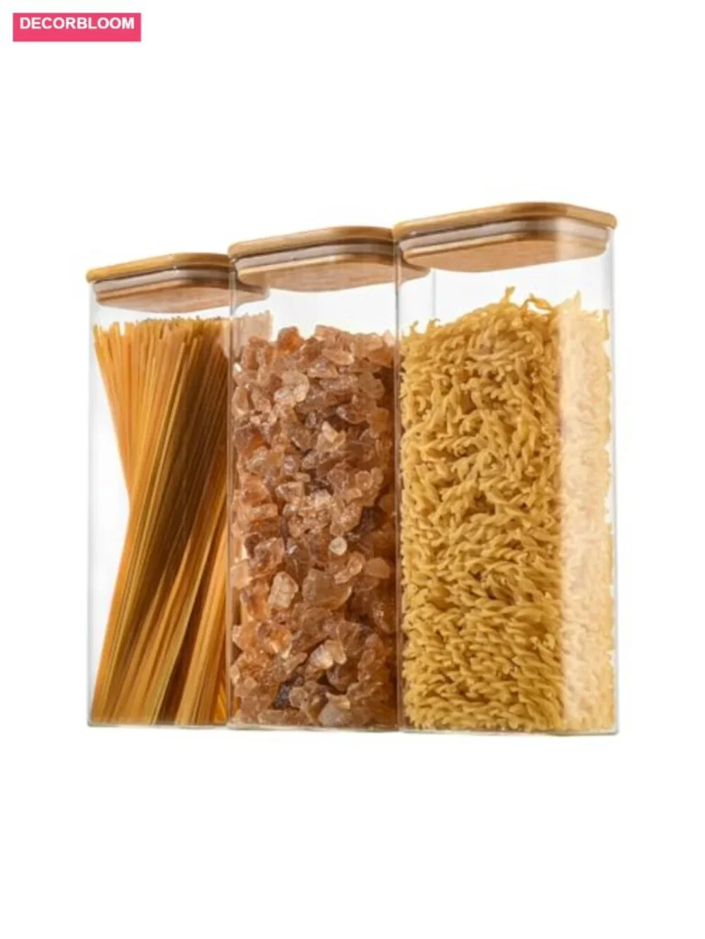 71oz Airtight Glass Storage Containers with Bamboo Lids Set of 3
